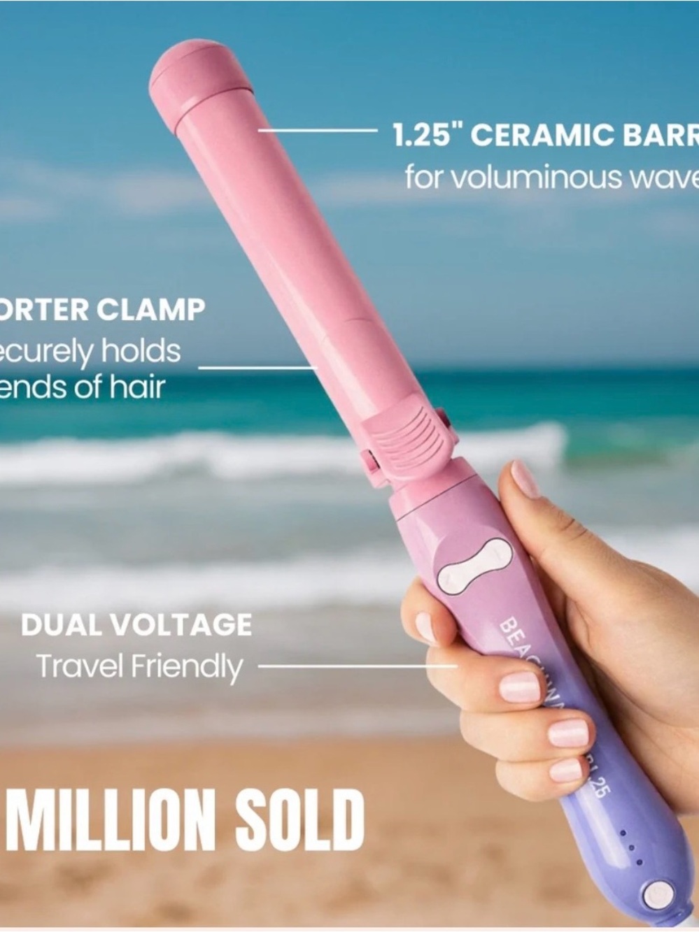 The Beachwaver Co. Pink and Lavender Travel Curling Wand